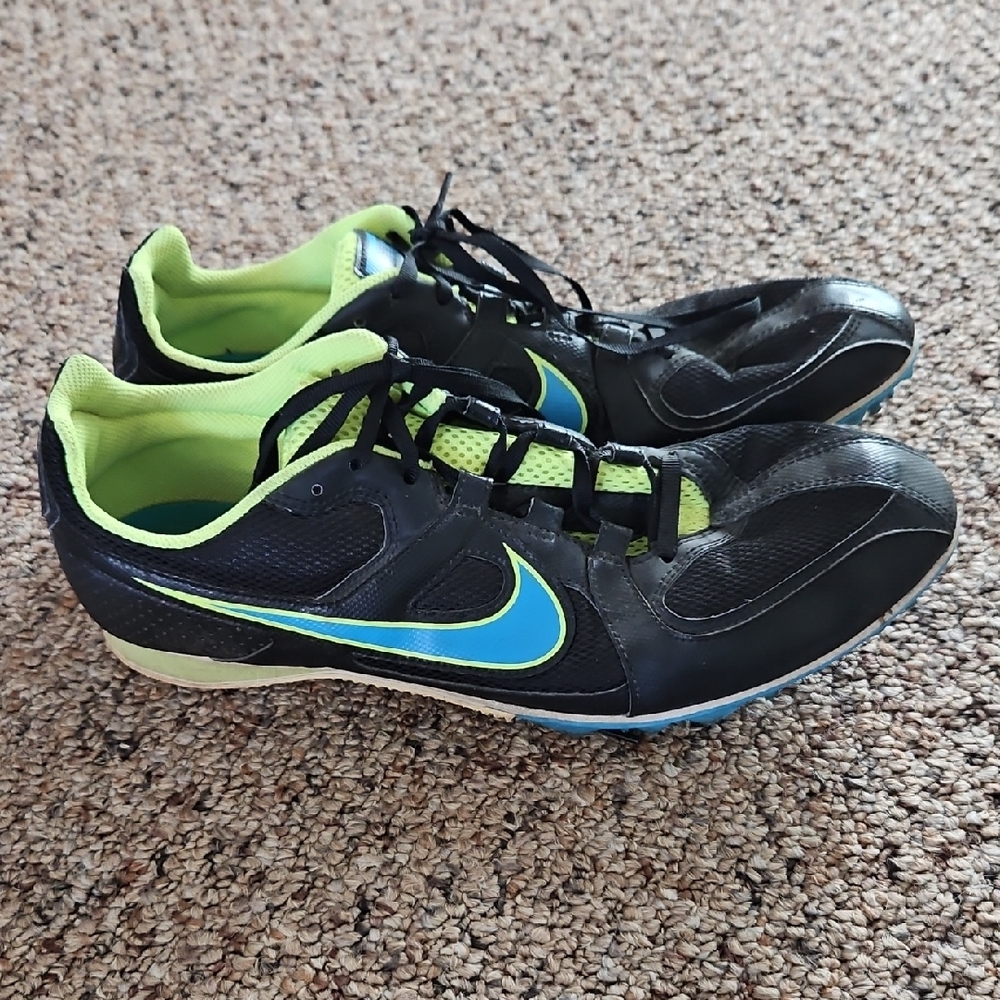 Nike Black and Blue Athletic Shoes with Spike Plate